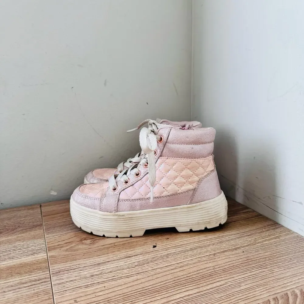 Skechers Street Elevated Pink Booties Girls Size 13